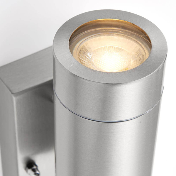 Podłużna lampa ścienna do ogrodu Palin PIR 75430 tubka IP44 srebrna
