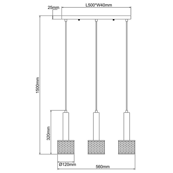 Potrójna lampa wisząca Amo LP-0702/3L GD metalowa czarna złota