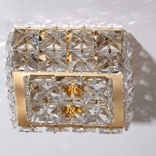 Wpustowa lampa kryształowa Ester AZ4415 kwadratowa do sypialni złota