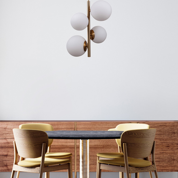 LAMPA wisząca RIGA PND-44213-4-HBR Italux loftowa OPRAWA modernistyczny ZWIS kule balls mosiądz