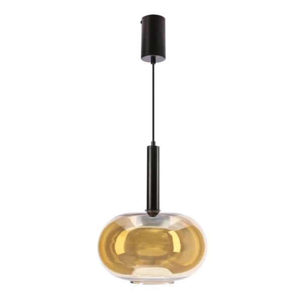 Szklana wisząca lampa BUENO złota czarna 31-50465 1xGx53 owalna nad stół