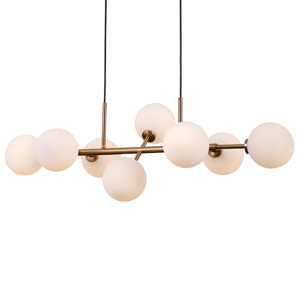 Modernistyczna lampa wisząca Mirellio szklane kule mosiądz