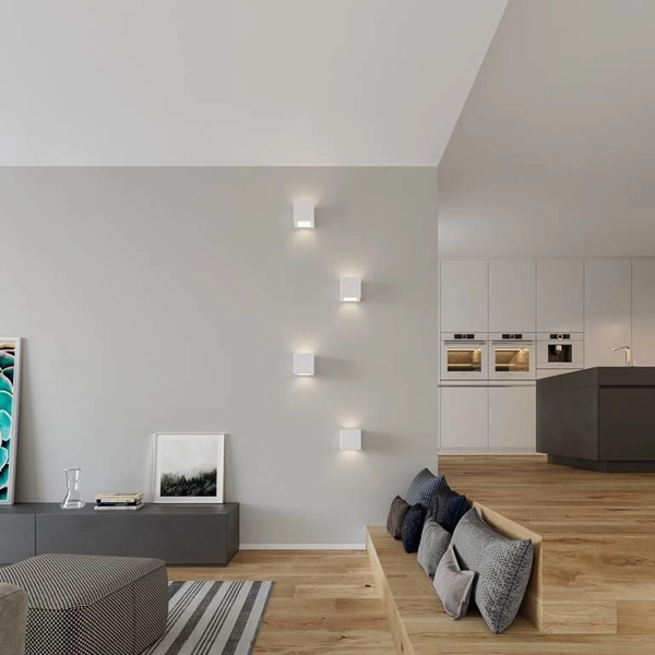 Kinkiet LAMPA ścienna SL.0005 ceramiczna OPRAWA kostka cube przyścienna biała