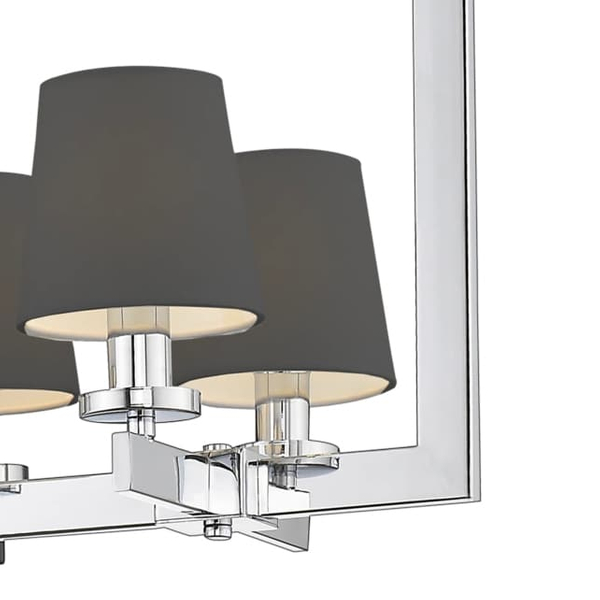 Wisząca lampa 8-punktowa London p08038ch-bk Cosmolight metal tkanina srebrna czarna