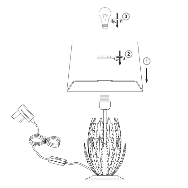 Dekoracyjna lampa abażurowa Delphine 95037 Endon liście biała złota