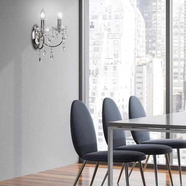 Ścienna lampa glamour AURORA 22-96138 szklana pałacowy z kryształkami chrom