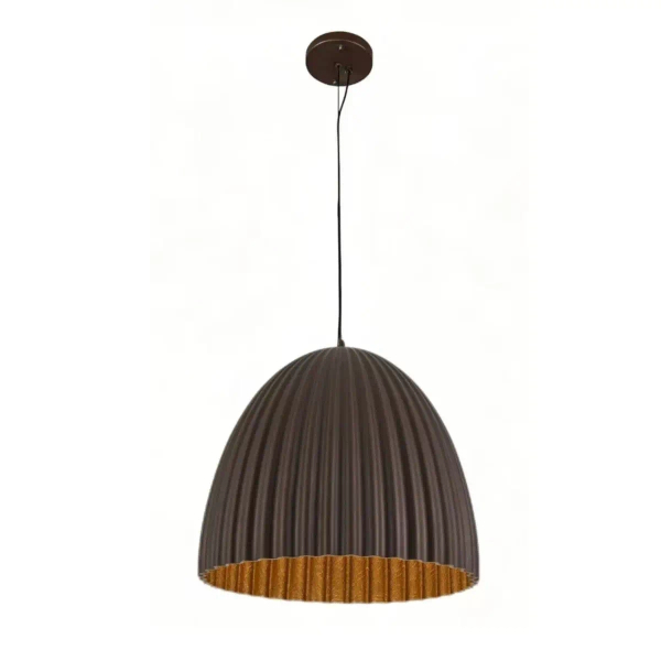 Ryflowana lampa wisząca Elva LP-0809/1P CF z żywicy coffee brązowa