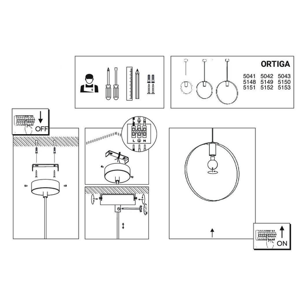 Lampa wisząca pierścień ORTIGA 5149 Shilo metalowa czarna