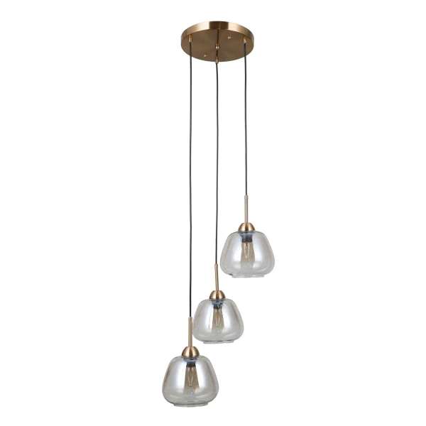Nowoczesna lampa wisząca Felis PND-40824-3-GD szklana bursztynowa złota