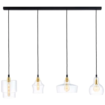 Wisząca LAMPA loftowa LONGIS 10876405 Kaspa skandynawska OPRAWA szklany ZWIS kaskada złota przezroczysta czarna