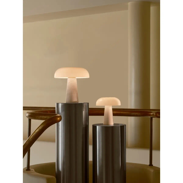 Marmurowa lampa stołowa Glossy 2520015001 grzybek biały