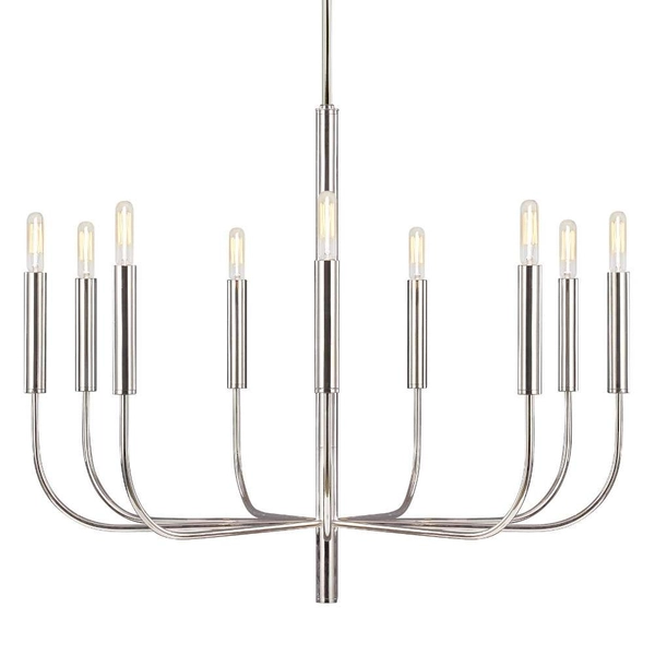 Wisząca LAMPA żyrandol Brianna FE-BRIANNA9-PN Elstead FEISS metalowa OPRAWA zwis kandelabr nikiel