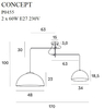 2-płomienny żyrandol czarny CONCEPT P0455 metalowa lampa do salonu