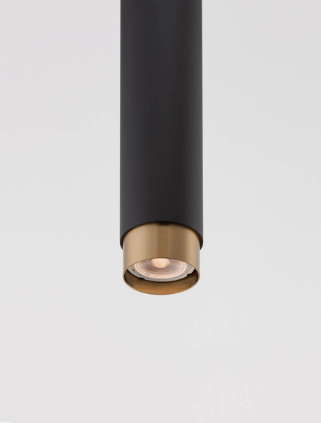 Kuchenna lampa wisząca Cayes metalowa tuba czarna złota