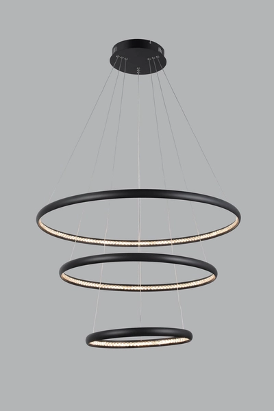 Lampa wisząca glamour Brighton pierścienie LED 55W 3000K czarne
