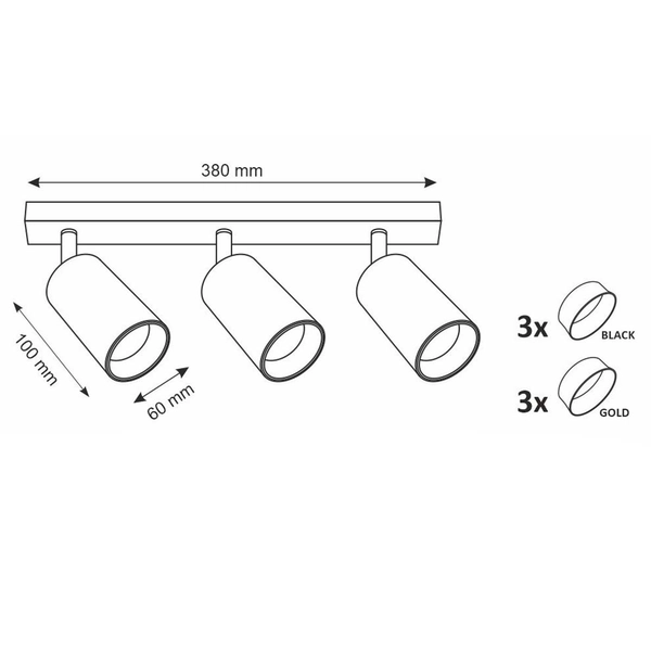 Salonowa lampa przysufitowa Maribel reflektorki hol czarne złote