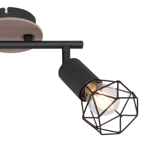 Sufitowa lampa reflektorowa Xara 54802S-2H czarna drewno