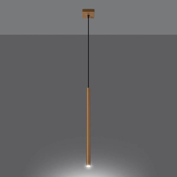 Zwisająca lampa Pastelo SL.1170 do salonu tuba złota OUTLET