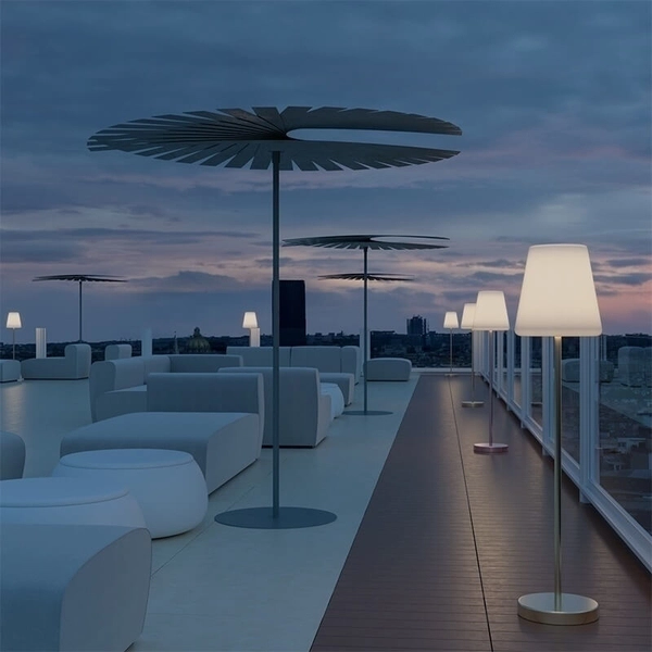 Solarna lampa podłogowa na pilot LOLA LUMLLS120BRSSNW IP44 mosiądz biały