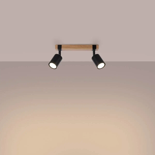 Plafon sufitowy Fager SL.1344 Sollux podwójny drewniany czarny