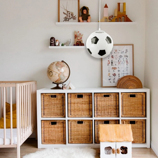 Dziecięca lampa wisząca Football FB Abigali piłka dekoracyjna biała czarna