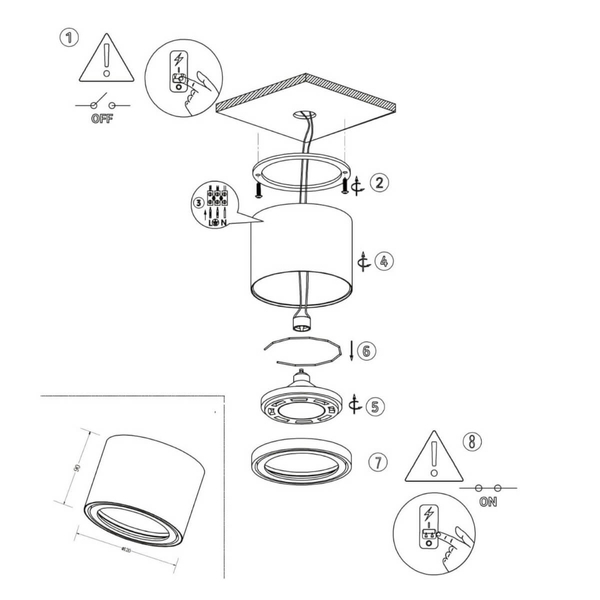 Spot lampa sufitowa CAMINO LP-1101/1SM WH Light Prestige plafoniera oprawa downlight tuba biała