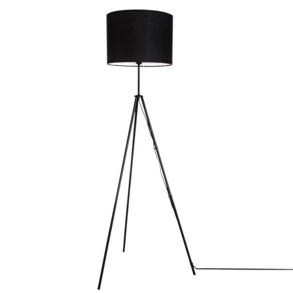 Podłogowa lampa z abażurem Rina 4100700-4000 na trójnogu czarna