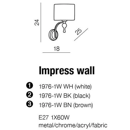 Salonowa lampa ścienna Impress z tkaniny chrom brązowa