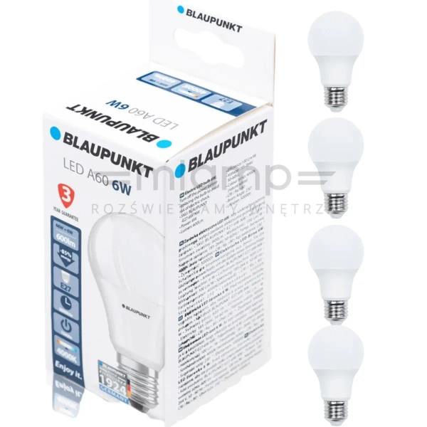 Zestaw żarówek 4 sztuki Blaupunkt E27-6W-NW-4 4000K