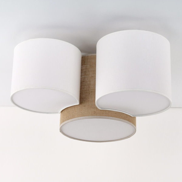 Sufitowa lampa Mona 5907 TK Lighting potrójna do salonu biała brązowa