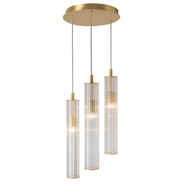 Kaskadowa lampa wisząca Aria 1221 Zuma tuby przezroczysty mosiądz