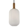 Szklana lampa wisząca Della PND-31982-1A-GD ryflowana biała złota
