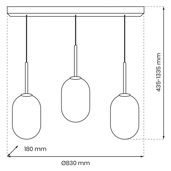 Lampa wisząca do kuchni ALIAS BLACK ML0321 owalna szklana czarna