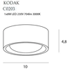 Plafon salonowy KODAK C0203 Maxlight LED 8W 3000K metalowy czarny