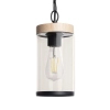 Wisząca lampa na taras Finto ABR-LWZIP44-D IP44 czarna drewniana