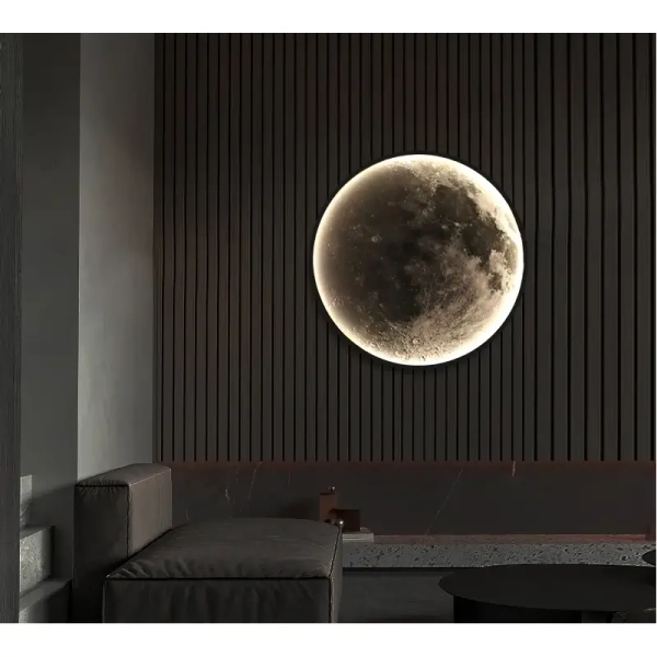 Okrągły kinkiet Księżyc ABIGALI-MOON LED 24W z pilotem plafon szary