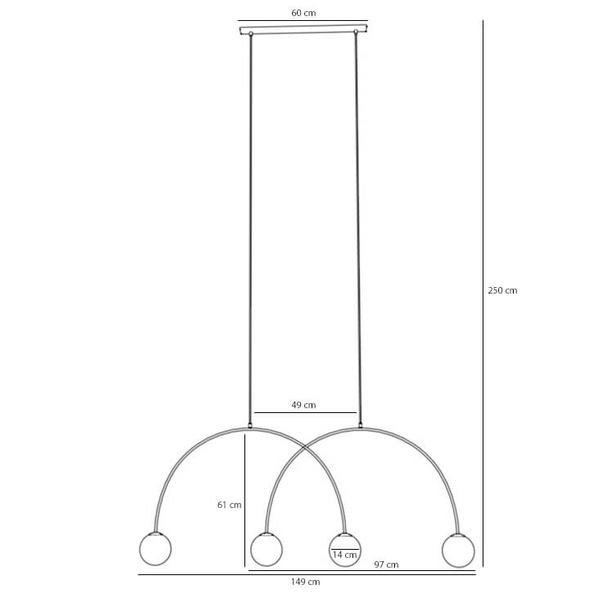Szklana lampa wisząca Una 1116L17_L kulista łuk wielopunktowa metal beżowa