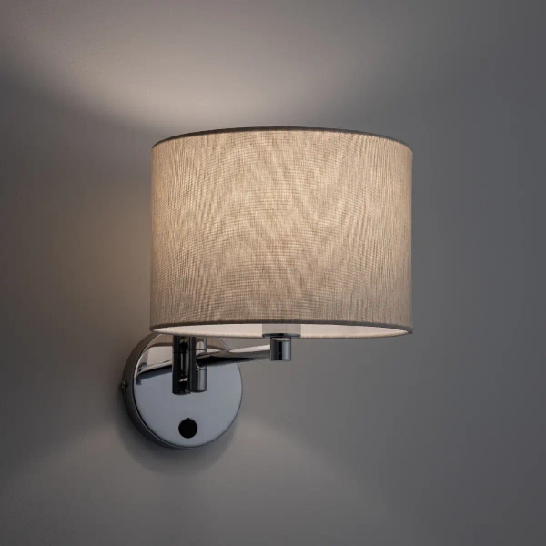 Ścienna lampa do sypialni HOTEL MOOD 11781 abażurowa chrom beżowa