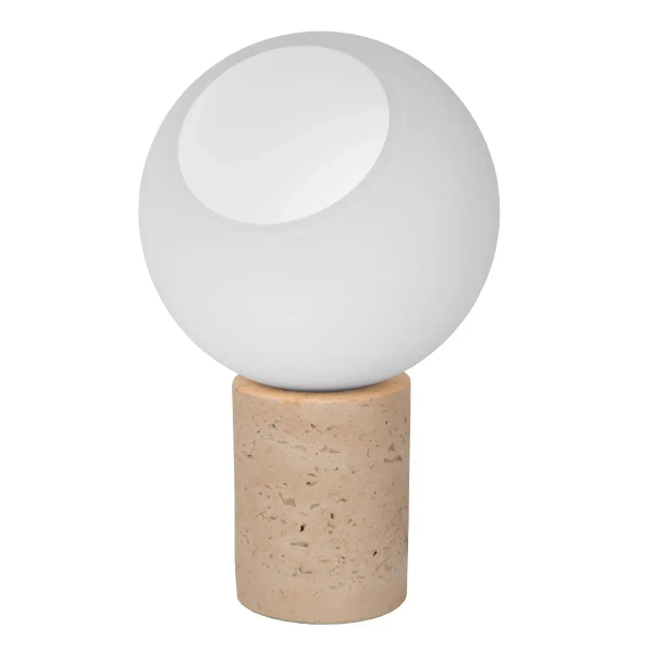 Ceramiczna lampka stołowa DAVIN 05548/01/61 szklana kula szary biały