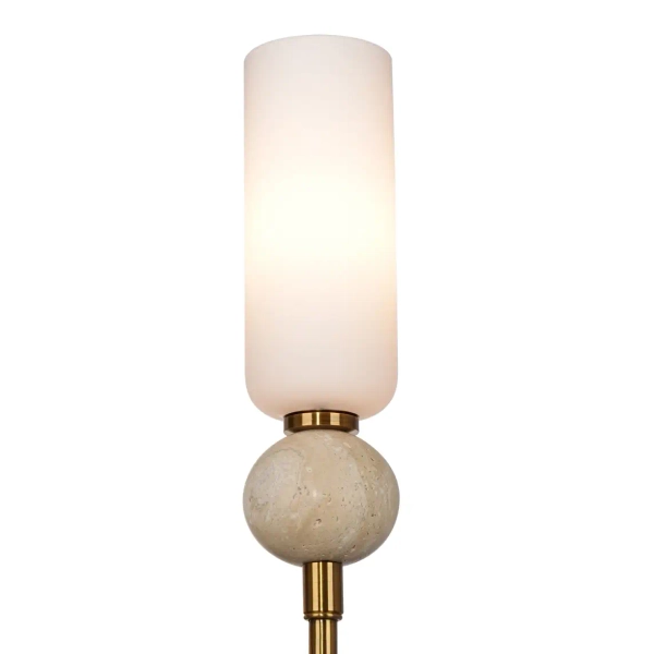 Kinkiet ścienny do sypialni Santos WL-95331-1-BRSS tuba biała mosiądz