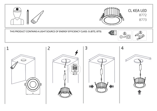 Sufitowa LAMPA wpust KEA 8772 Nowodvorski łazienkowa OPRAWA wpust LED 20W 4000K metalowy IP44 biały