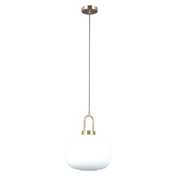 Wisząca owalna kula lampa Fosse PND-408817-1-HBR-WH biała złota