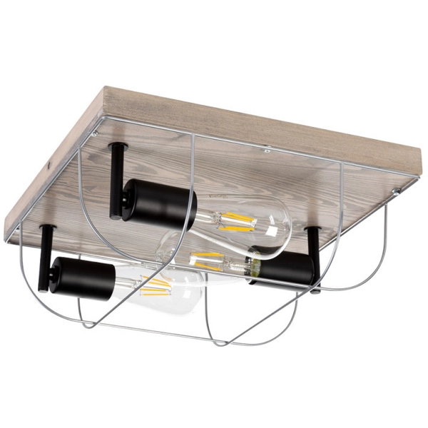 Lampa sufitowa NETUNO 92043374 druciana retro drewno czarna