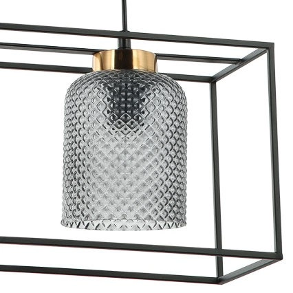 Loftowa LAMPA wisząca SINELLA PND-23231-2-BK+SG Italux prostokątny ZWIS klatka do przedpokoju czarna