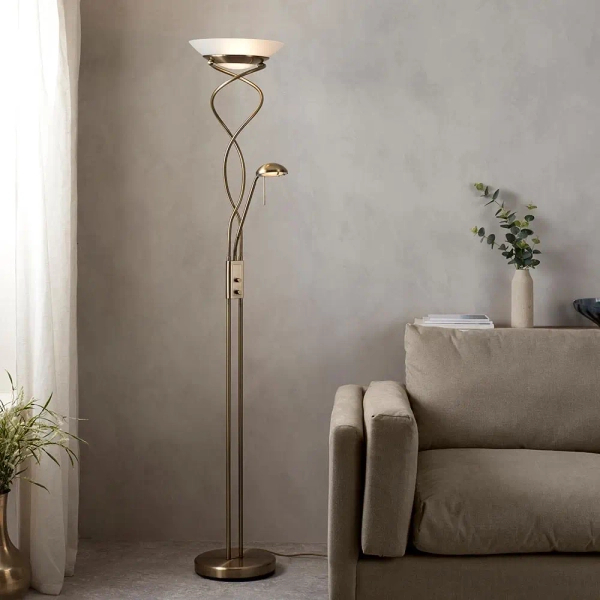 Podłogowa lampa do salonu Monaco MONACO-AN regulowana mosiądz