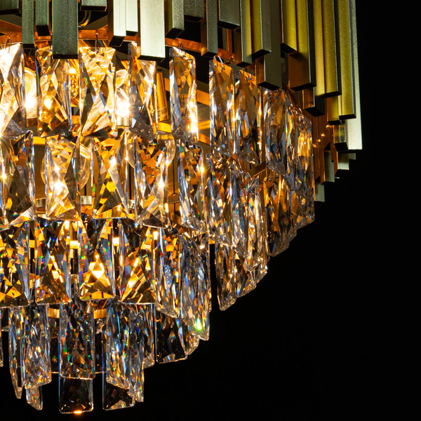 Glamour lampa wisząca Valetta 6268/5 TR z kryształami okrągła złoto