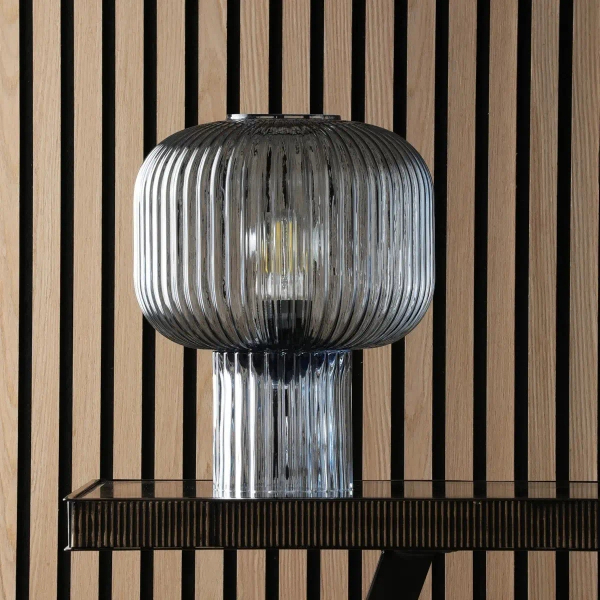 Szklana stołowa lampa Demarius DEM4223 grzybek niebieski