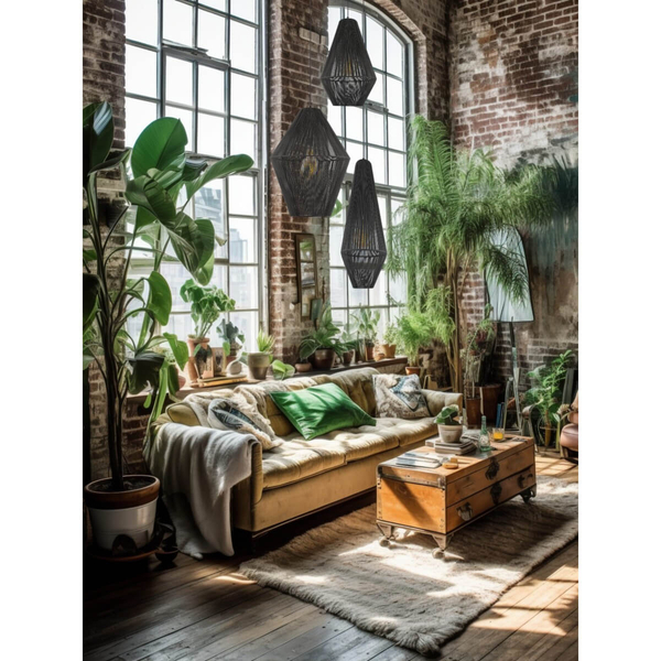 Zwisająca lampa Hagata 5126 Shilo boho do sypialni bawełniana szary