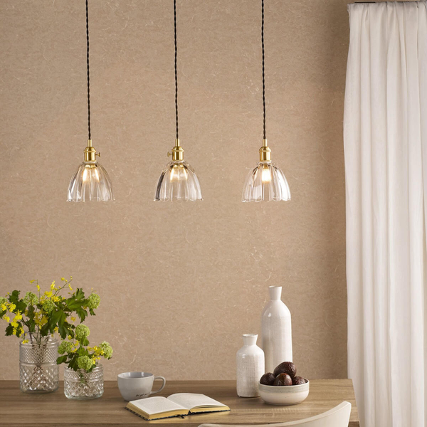 Szklana lampa wisząca Hadano HAD3640-11 do salonu mosiądz przezroczysty