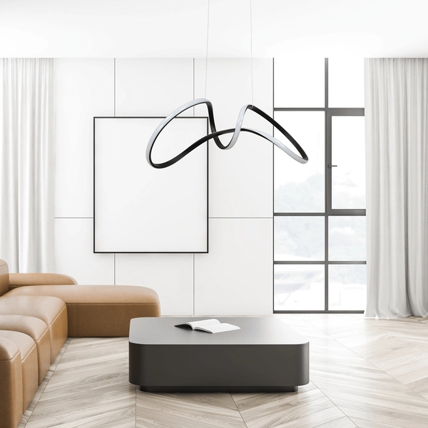 Wisząca lampa designerska Tesoro LED 48W 4000K czarna do jadalni